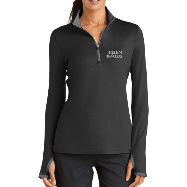 Trillium Woods Embroidered - Ladies Dri FIT Stretch 1/2 Zip Cover Up Thumbnail