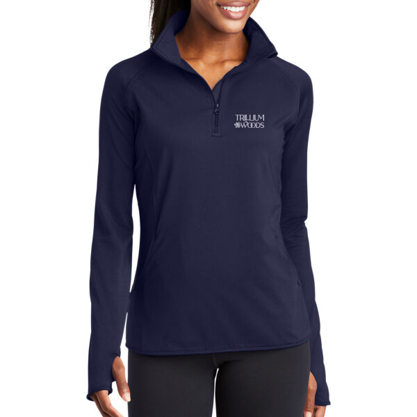 Trillium Woods Embroidered - Ladies Sport Wick ® Stretch 1/4 Zip Pullover Thumbnail