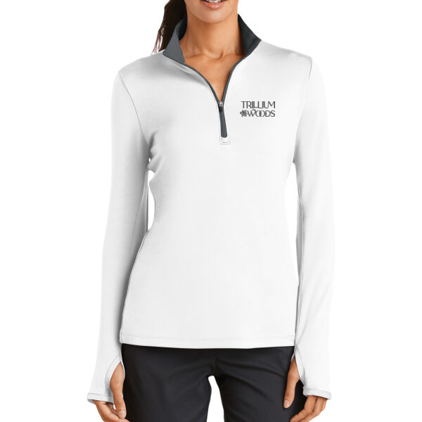 Nike Trillium Woods Embroidered- - Ladies Dri FIT Stretch 1/2 Zip Cover Up Thumbnail